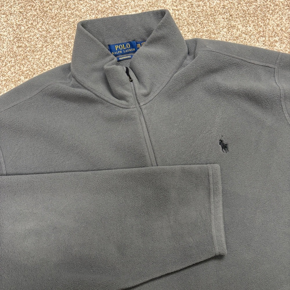 Polo Ralph Lauren Performance Fleece 1/4 Zip Pullover Sweater Mens XXL Grey Pony